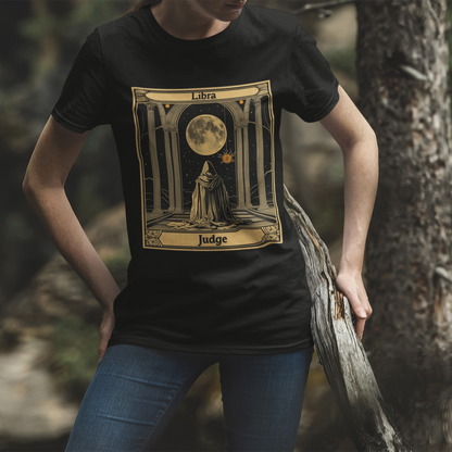 Libra Judge - Pillars of Justice Tarot Card T-Shirt - Halloween Limited Edition