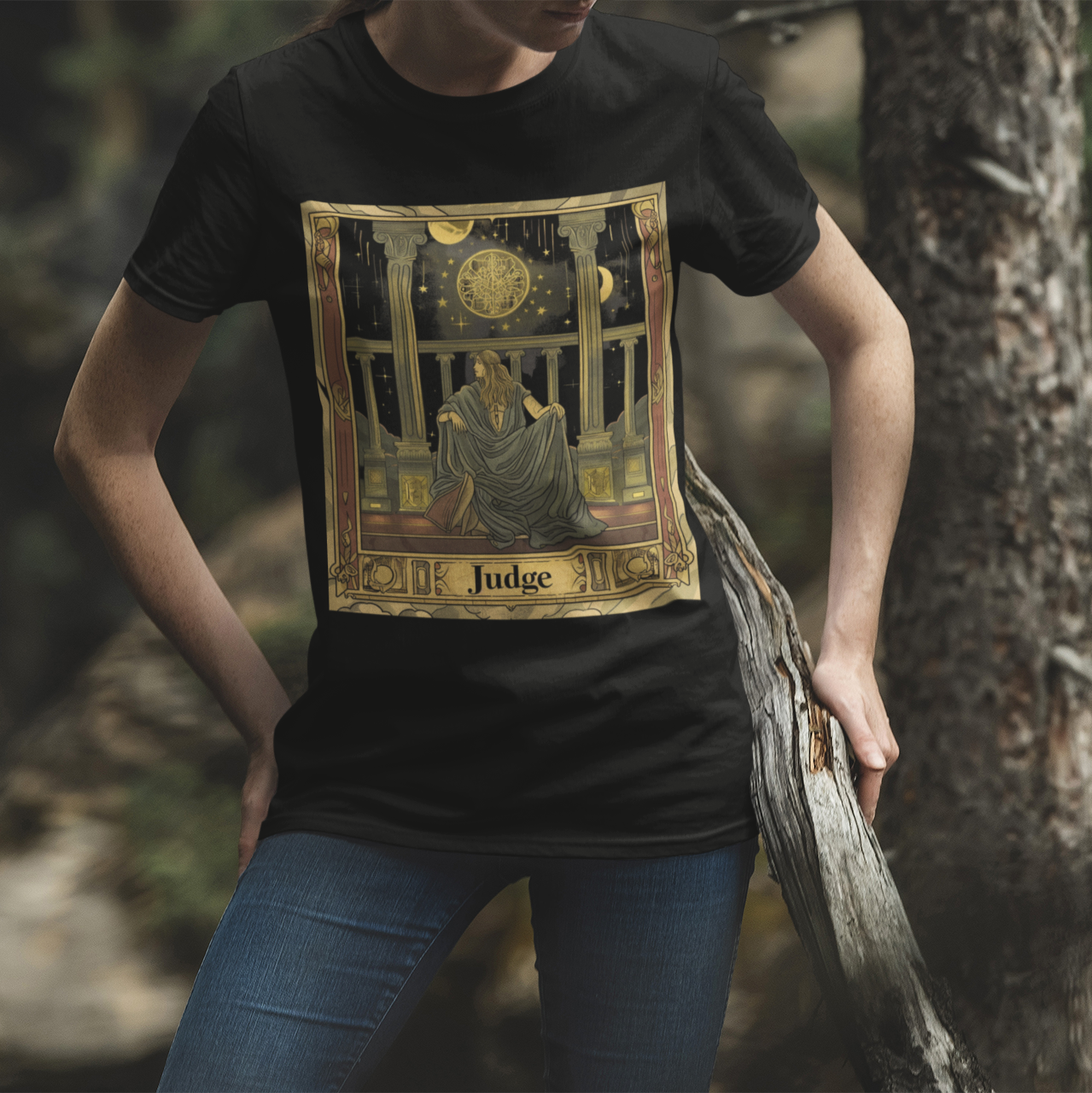 Libra Judge - Cosmic Balance Tarot Card T-Shirt - Limited Halloween Edition