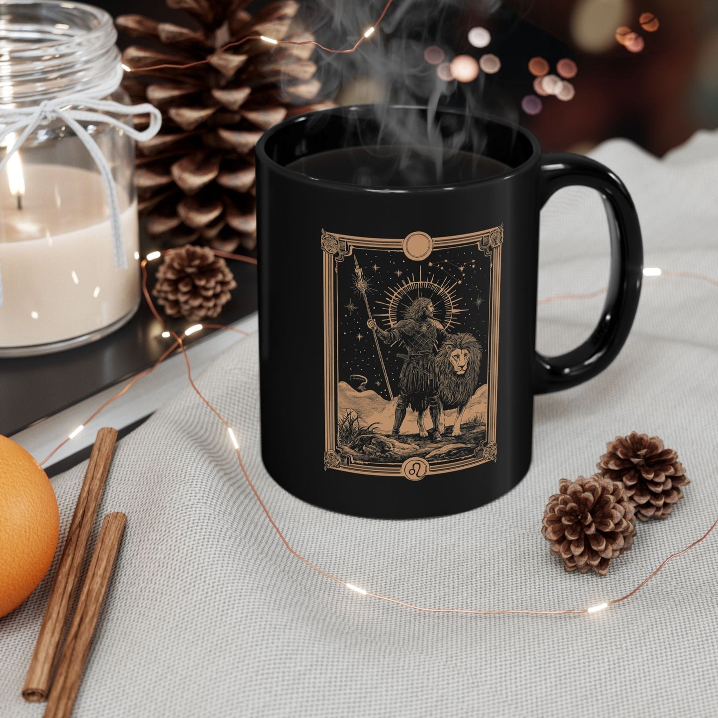 Mug 11oz Mug Leo Coffee Cup Tarot Card Design for Bravery