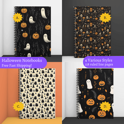 Paper products Style A. Vintage Halloween Spiral Notebook - Halloween Limited Edition