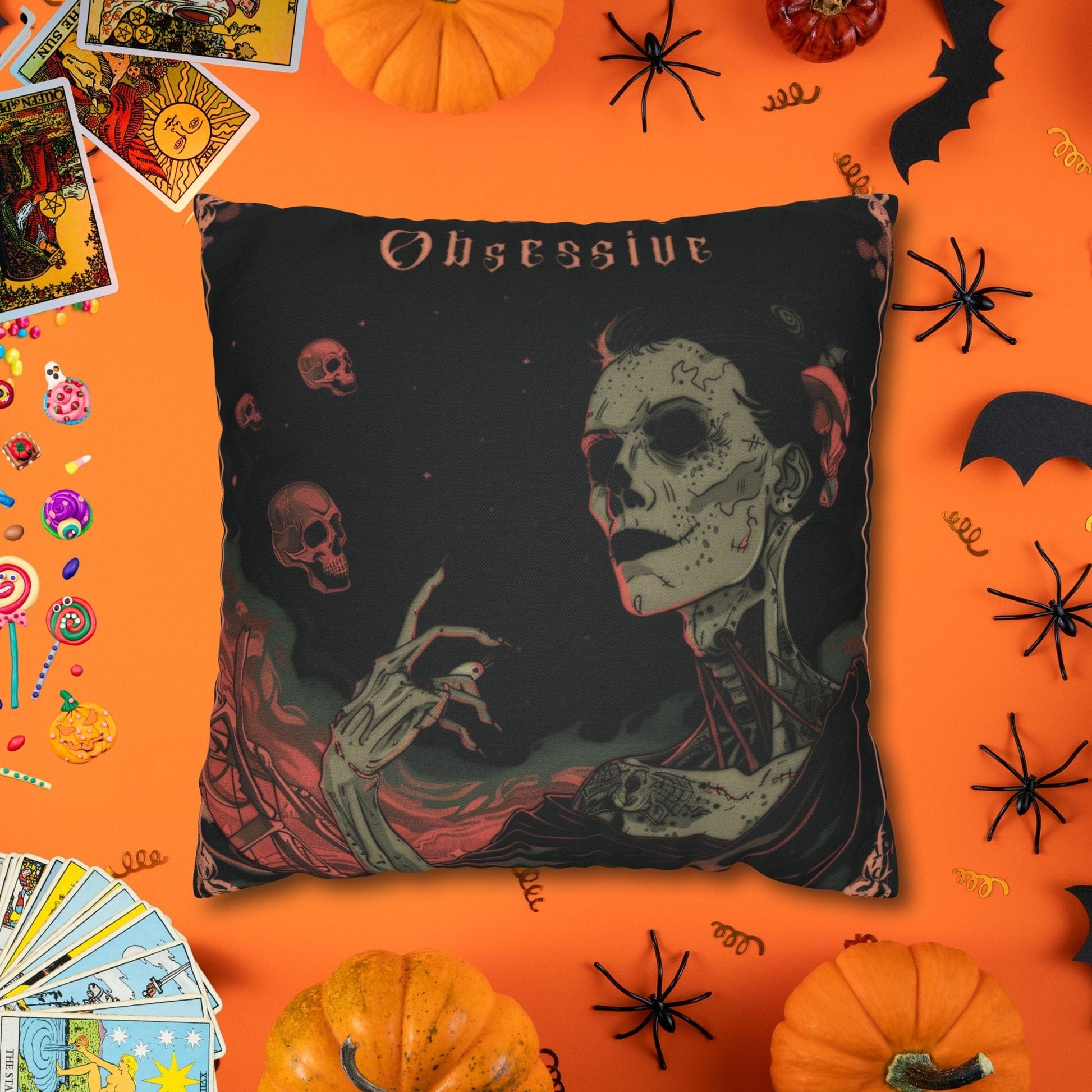 Pillow 14" × 14" Obsessive Gothic Halloween Pillowcase