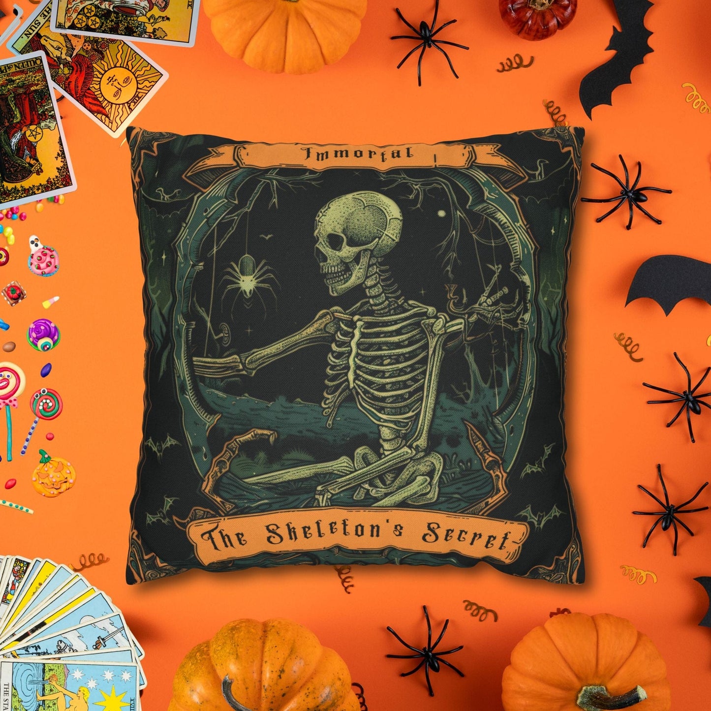 Pillow 14" × 14" Skeletons Halloween - Vintage Halloween Pillow