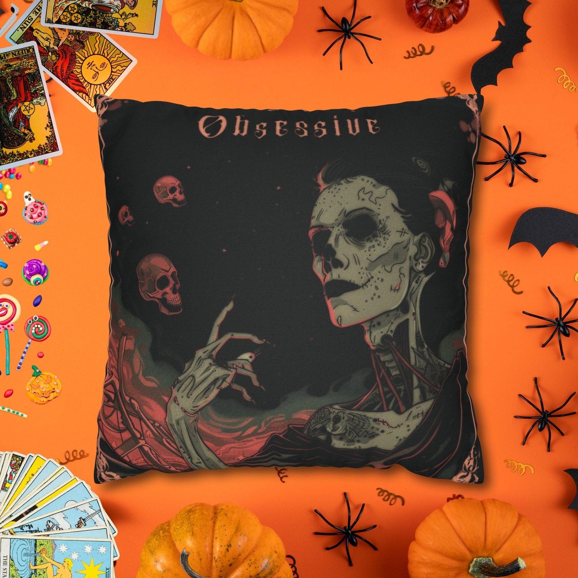 Pillow 16" × 16" Obsessive Gothic Halloween Pillowcase