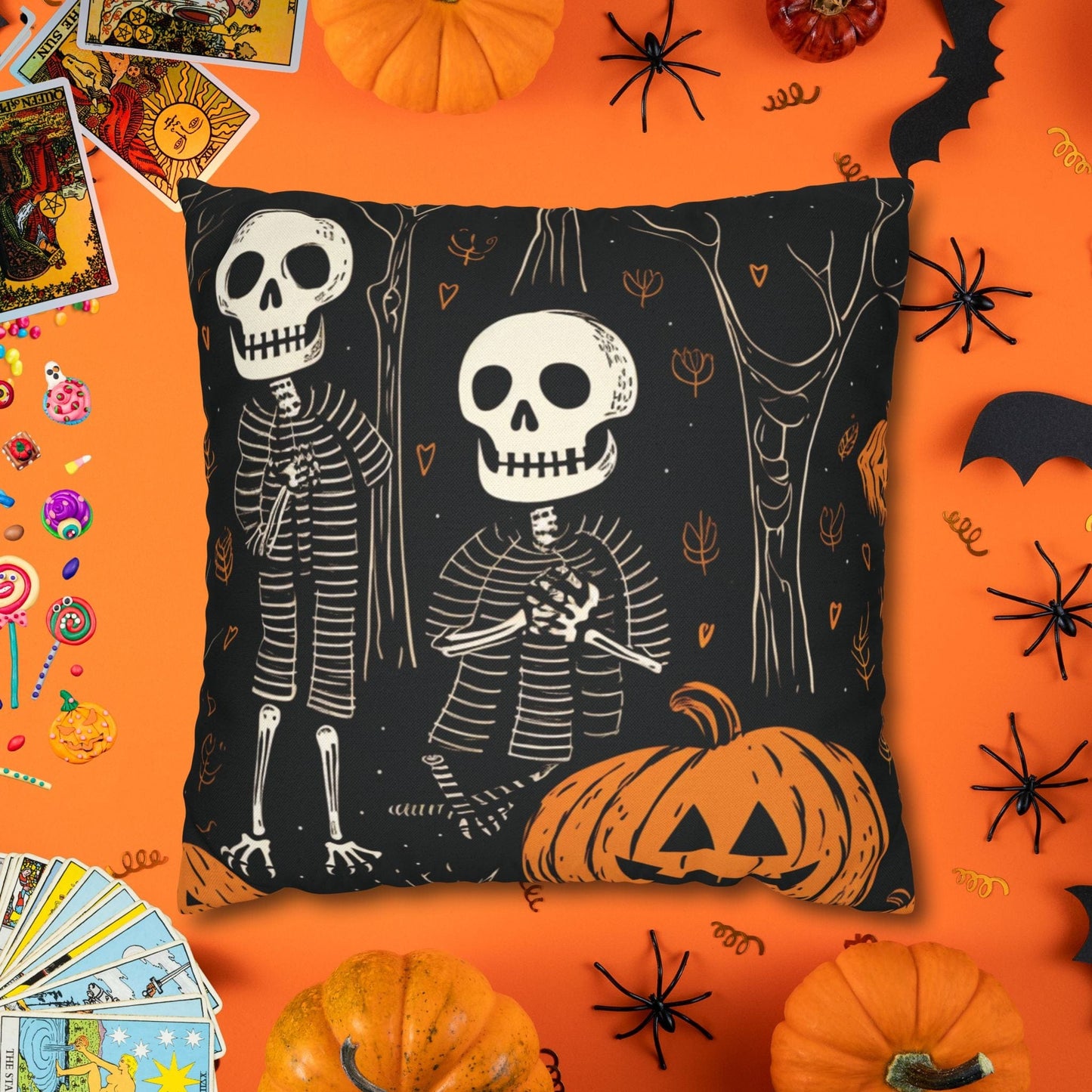 Pillow 16" × 16" Skeletons Halloween - Vintage Halloween Pillow