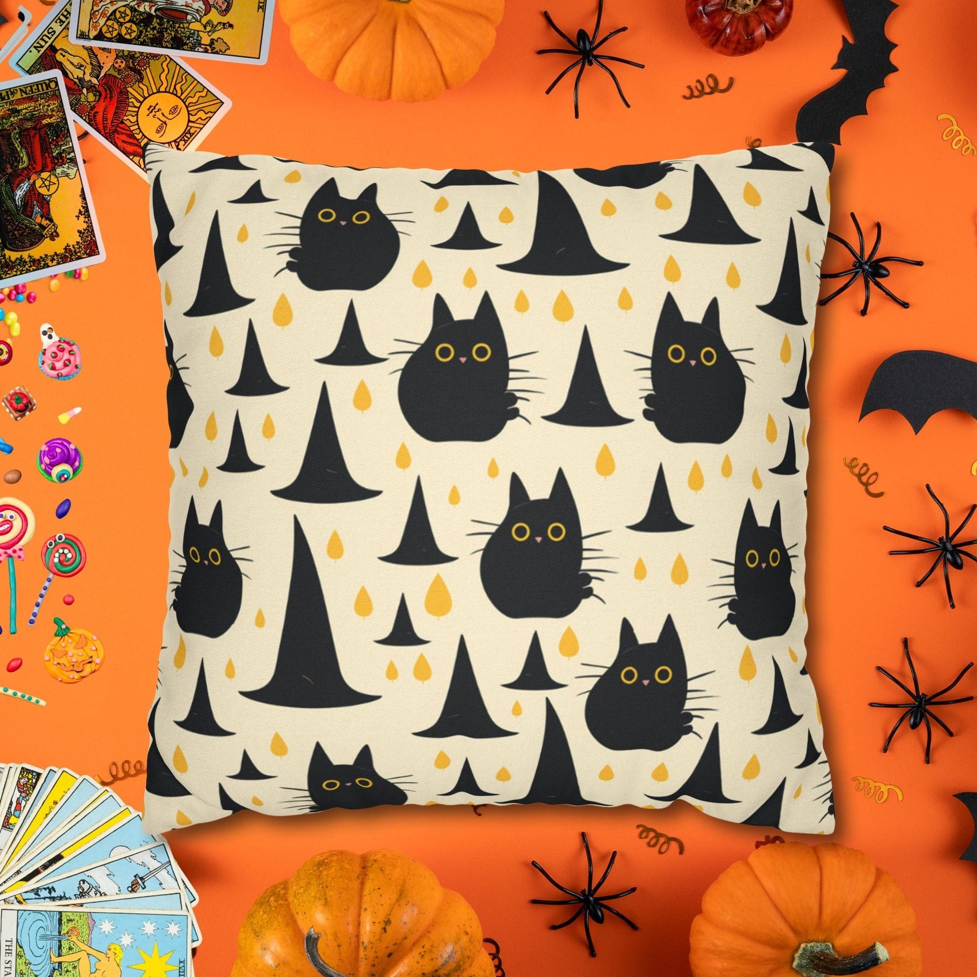 Pillow 18" × 18" Cats & Hats - Vintage Halloween Pillow