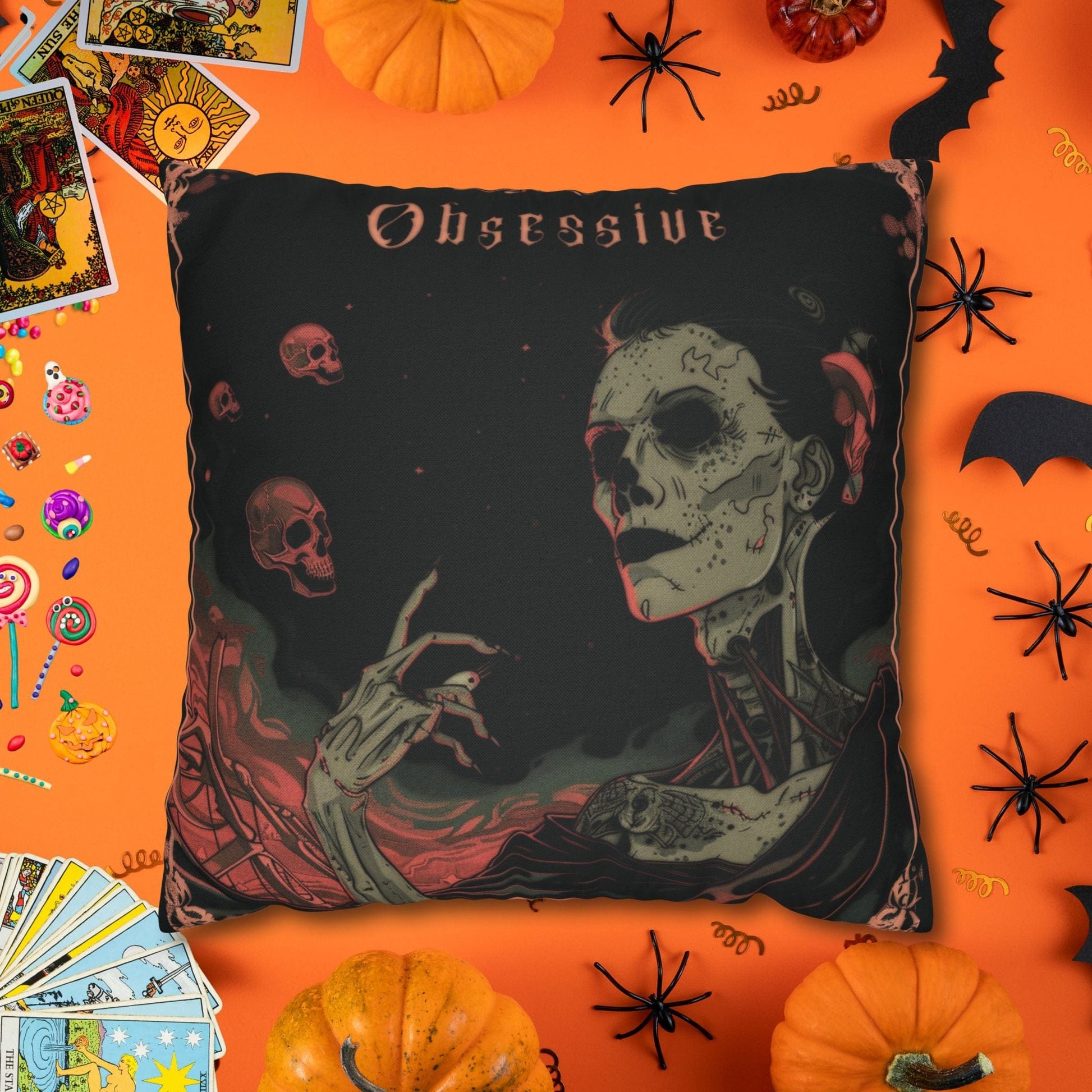 Pillow 18" × 18" Obsessive Gothic Halloween Pillowcase