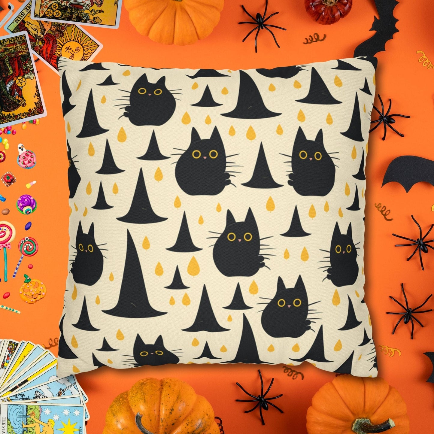 Pillow 20" × 20" Cats & Hats - Vintage Halloween Pillow