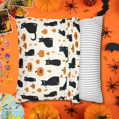 Pillow Black Cats & Pumpkins Halloween Pillowcase