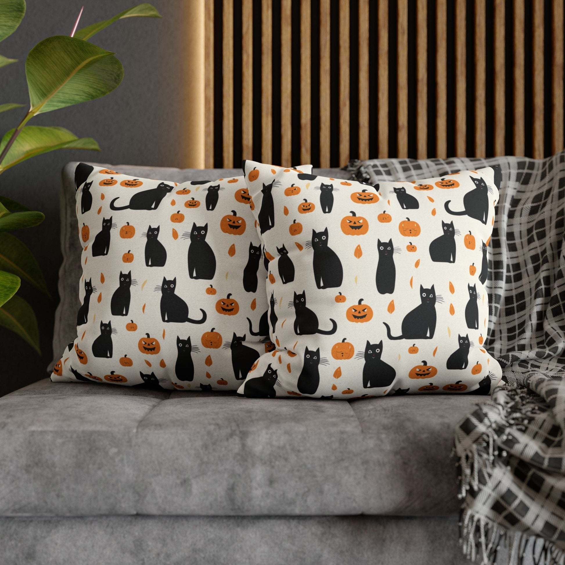 Pillow Black Cats & Pumpkins Halloween Pillowcase