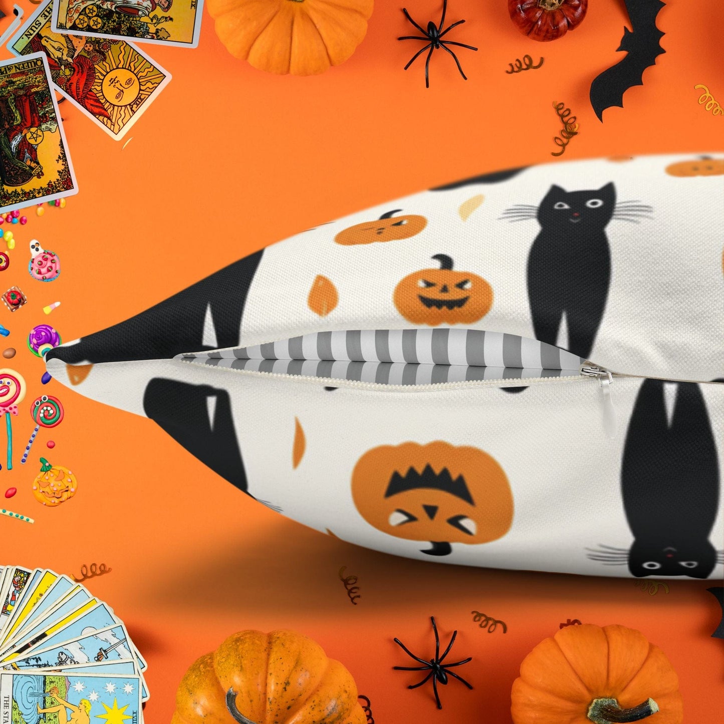 Pillow Black Cats & Pumpkins Halloween Pillowcase