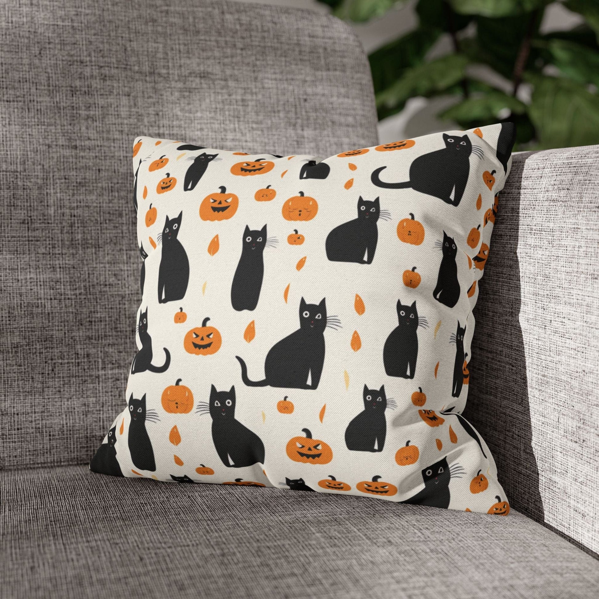 Pillow Black Cats & Pumpkins Halloween Pillowcase