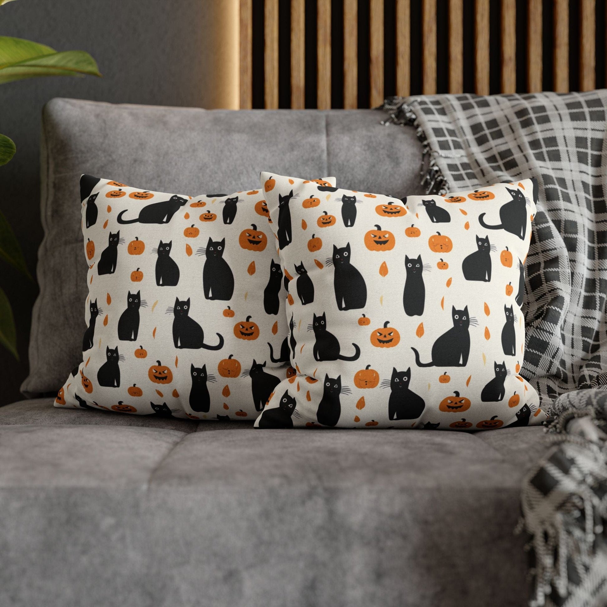 Pillow Black Cats & Pumpkins Halloween Pillowcase