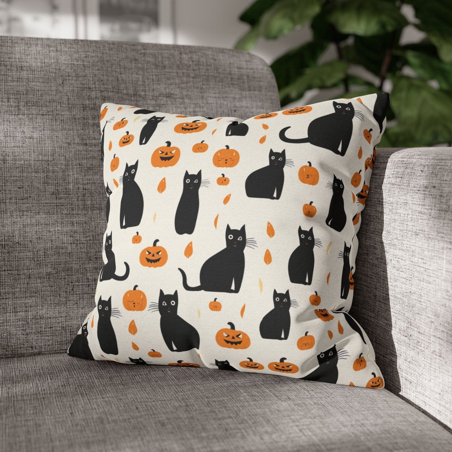 Pillow Black Cats & Pumpkins Halloween Pillowcase