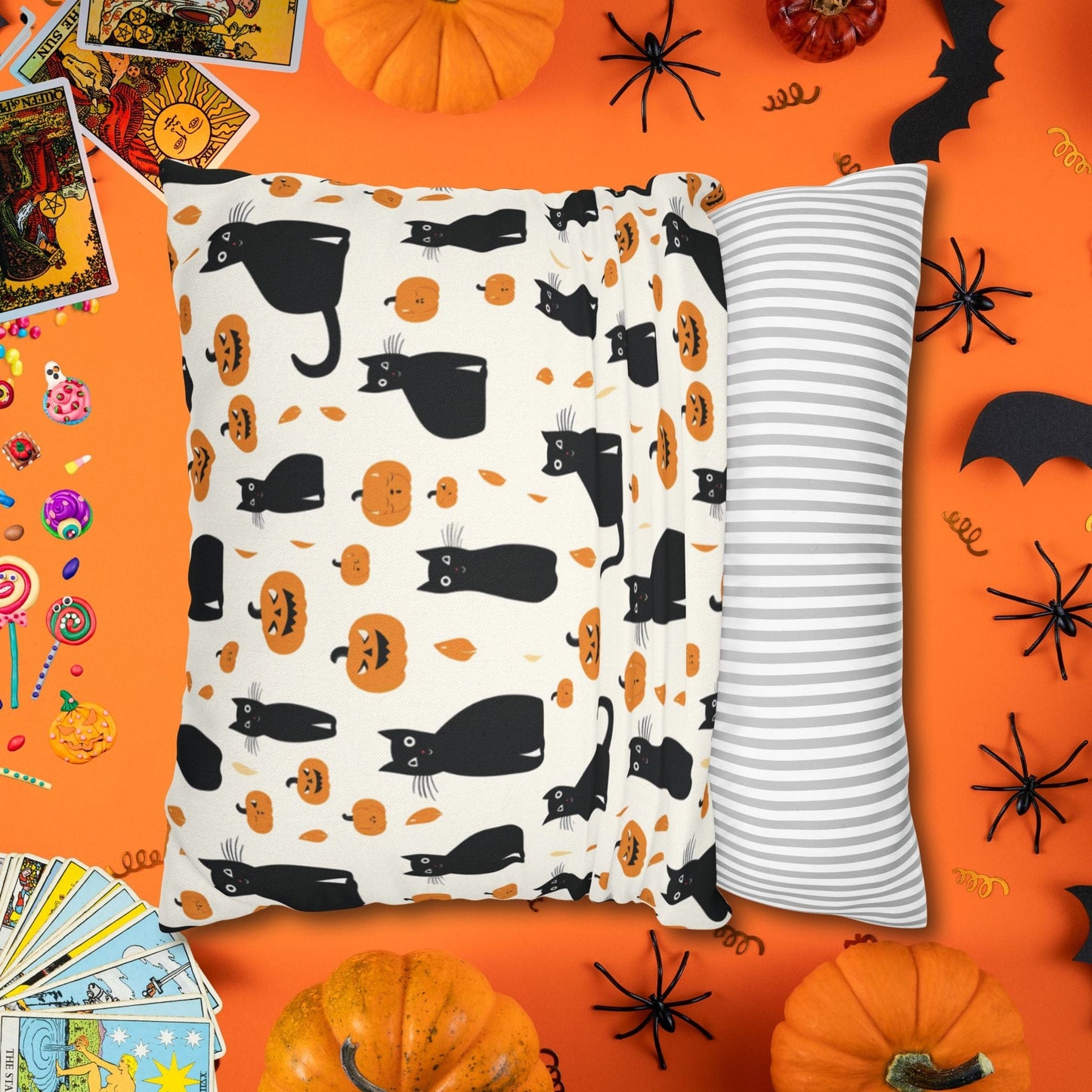 Pillow Black Cats & Pumpkins Halloween Pillowcase