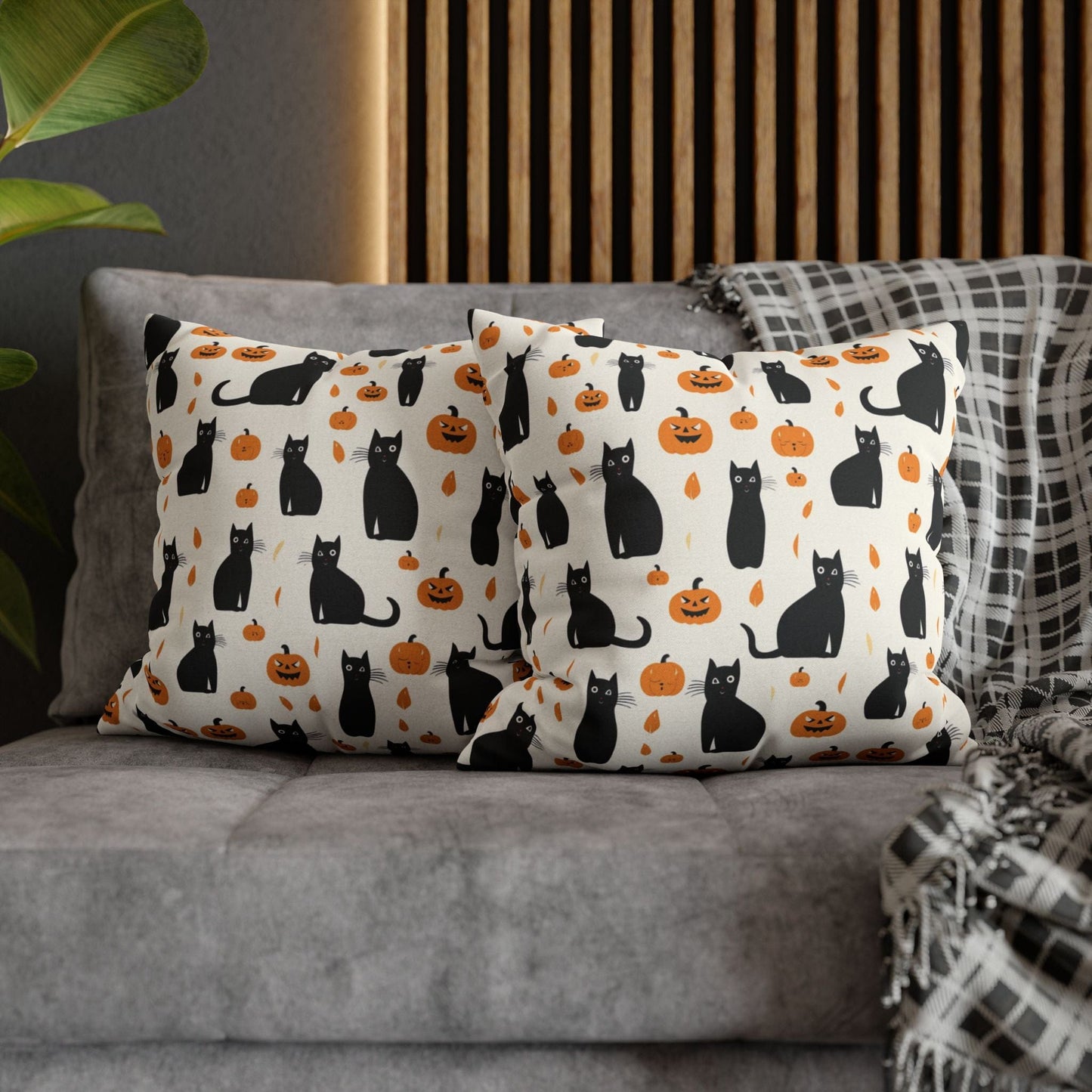 Pillow Black Cats & Pumpkins Halloween Pillowcase