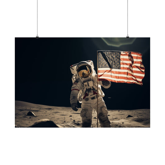 Poster 36″ x 24″ / Matte Moon Flag Planting Poster
