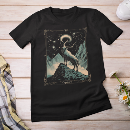 The Steadfast Goat: Capricorn Tarot Card T-Shirt