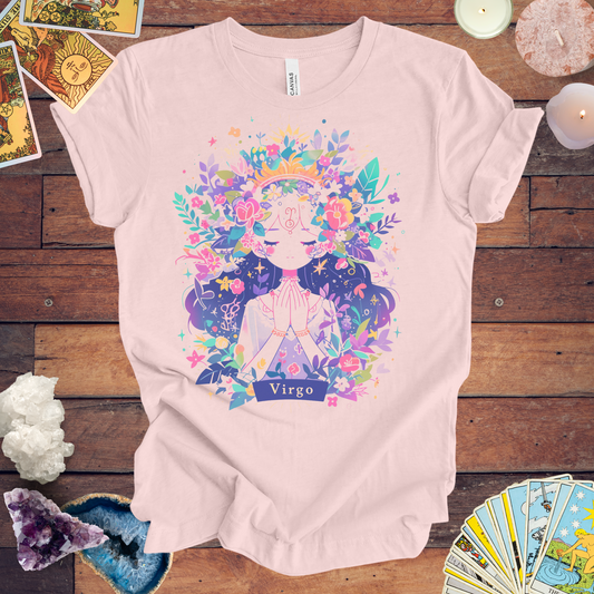 Neon Blossom Virgo TShirt: Luminous Purity