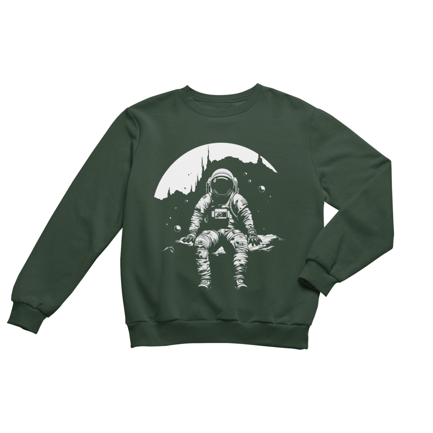 Sweatshirt 3XL / Forest Green Astronaut Moon Break Crewneck Sweatshirt