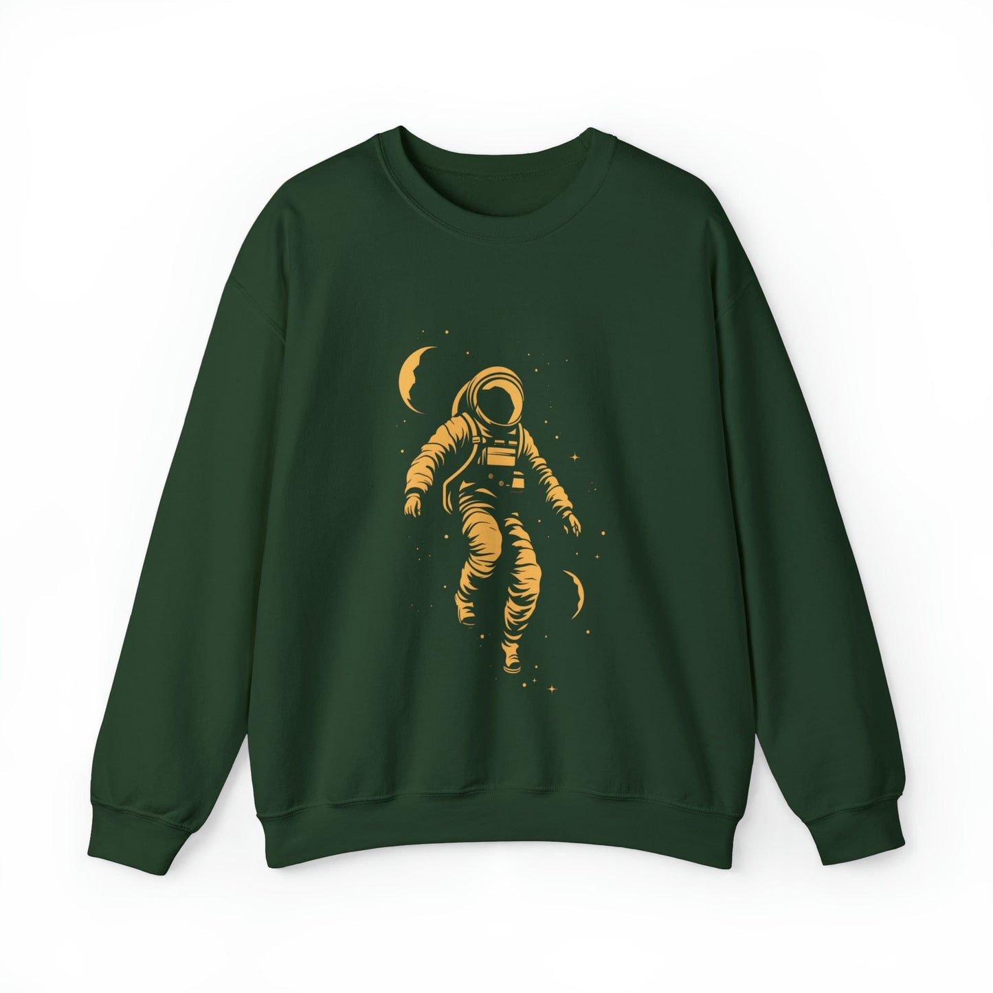 Sweatshirt 3XL / Forest Green Cosmic Wanderer: Astronaut in Cosmic Embrace Sweater