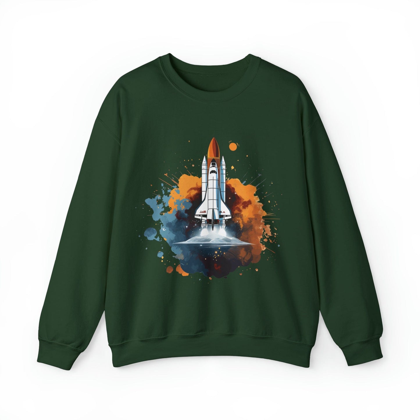 Sweatshirt 3XL / Forest Green Space Shuttle Color Splash Crewneck Sweatshirt