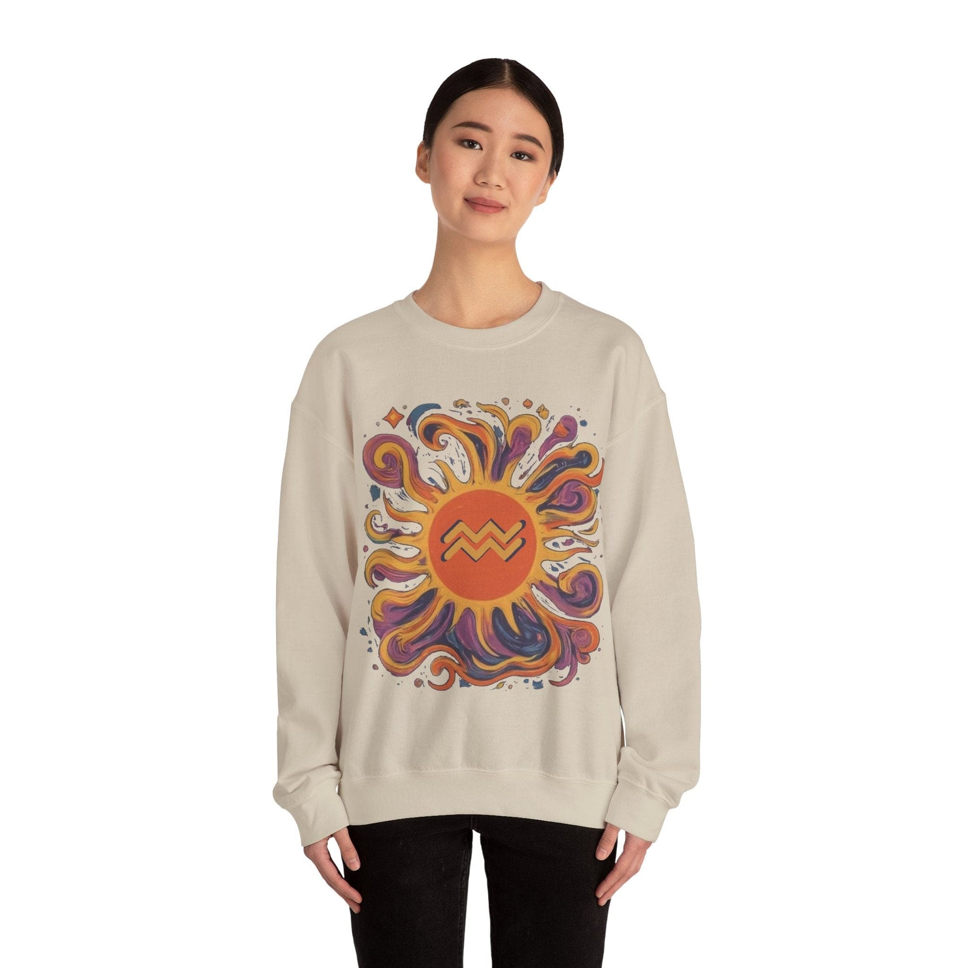 Sweatshirt Aquarius Celestial Sun Soft Sweater: Illuminate Your Style