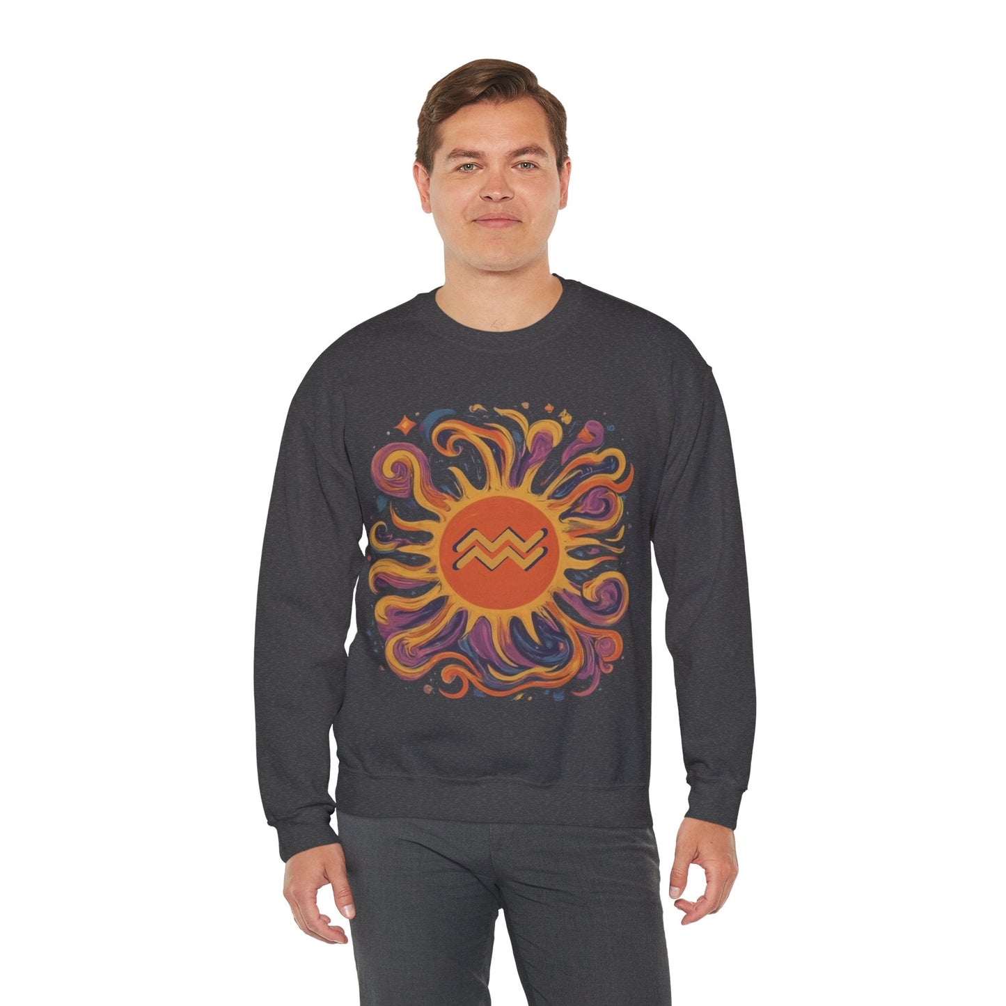 Sweatshirt Aquarius Celestial Sun Soft Sweater: Illuminate Your Style