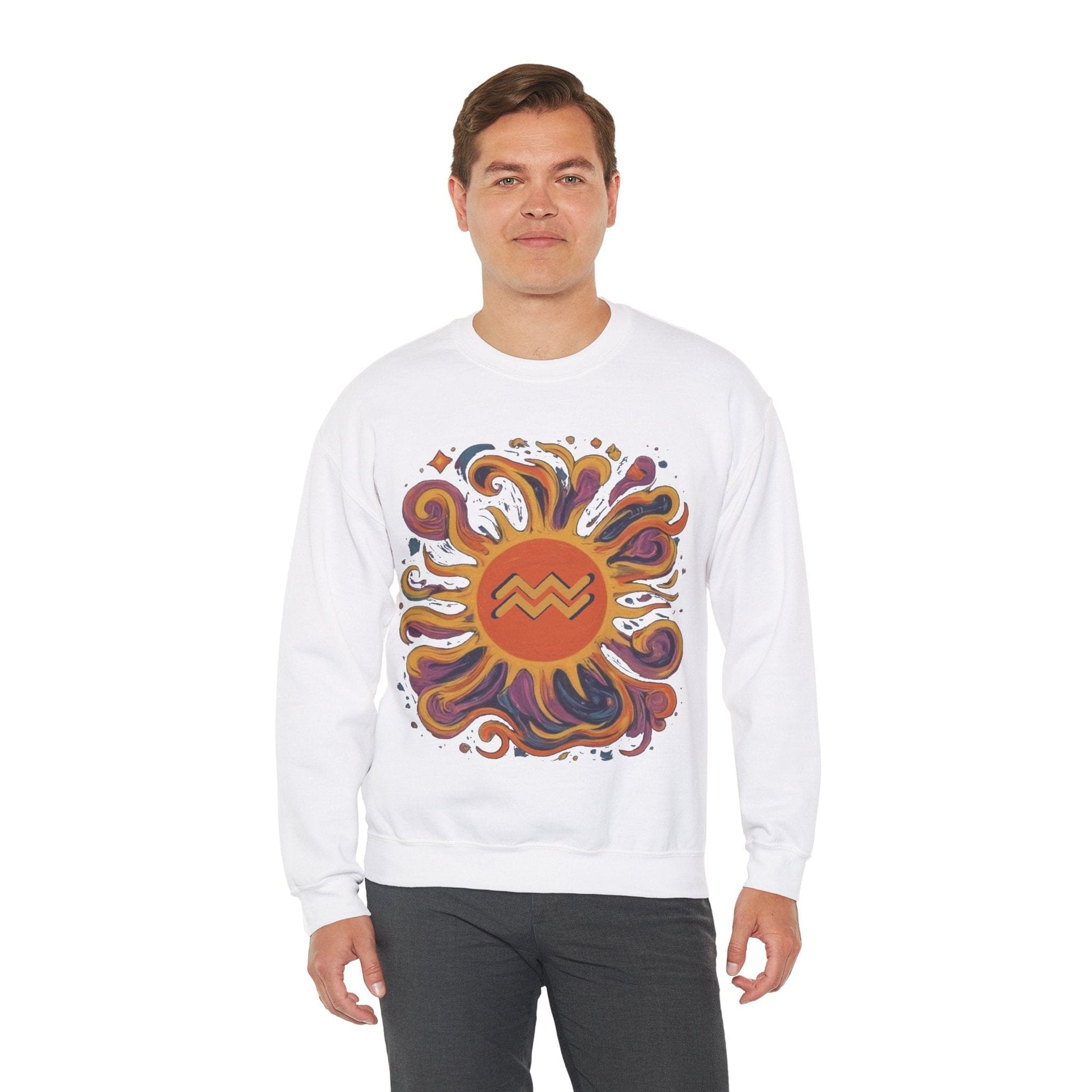 Sweatshirt Aquarius Celestial Sun Soft Sweater: Illuminate Your Style