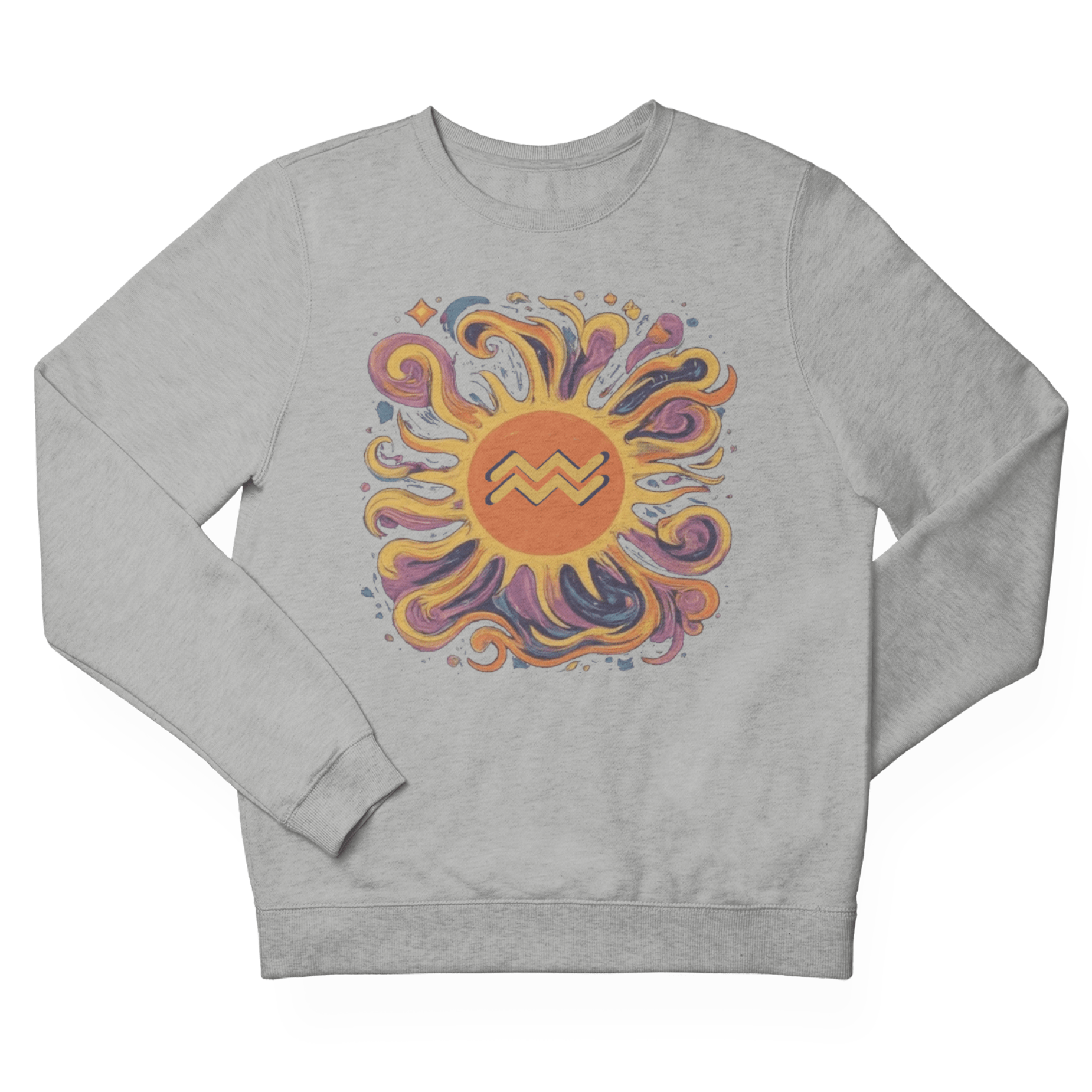 Sweatshirt Aquarius Celestial Sun Soft Sweater: Illuminate Your Style