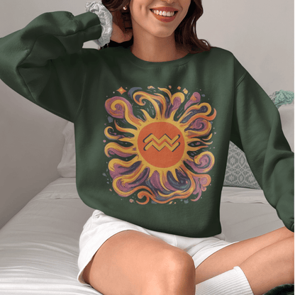 Sweatshirt Aquarius Celestial Sun Soft Sweater: Illuminate Your Style