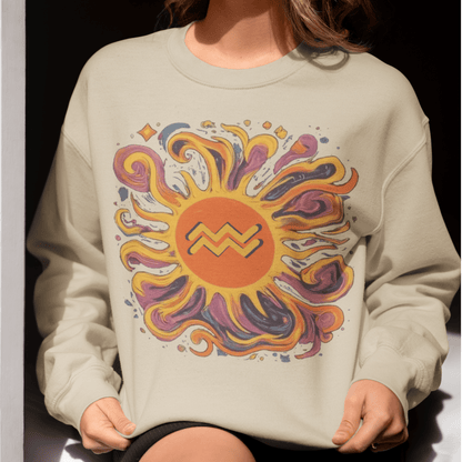 Sweatshirt Aquarius Celestial Sun Soft Sweater: Illuminate Your Style