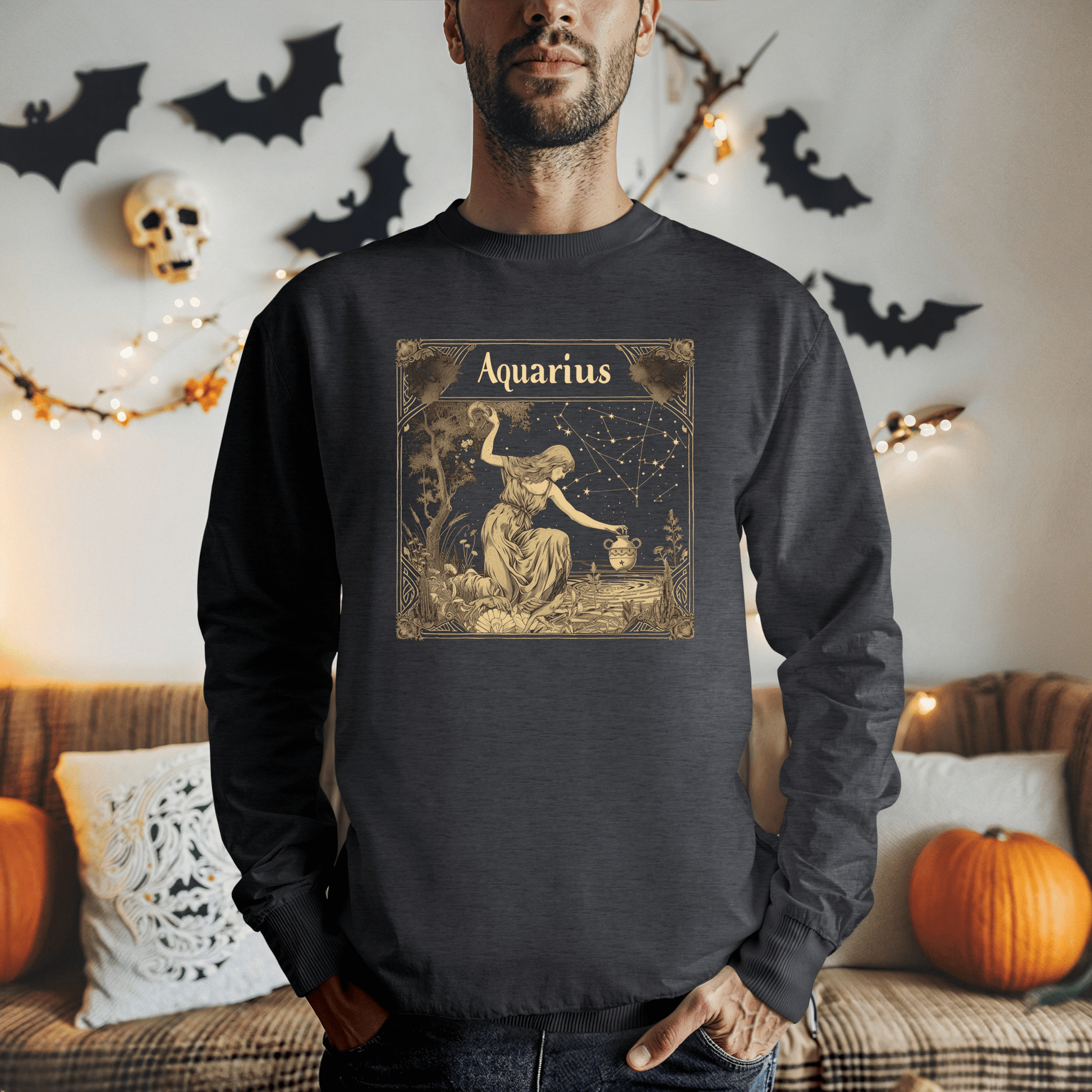 Sweatshirt Aquarius Golden Age Sweatshirt: Cosmic Elegance Meets Modern Comfort