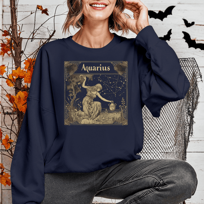 Sweatshirt Aquarius Golden Age Sweatshirt: Cosmic Elegance Meets Modern Comfort