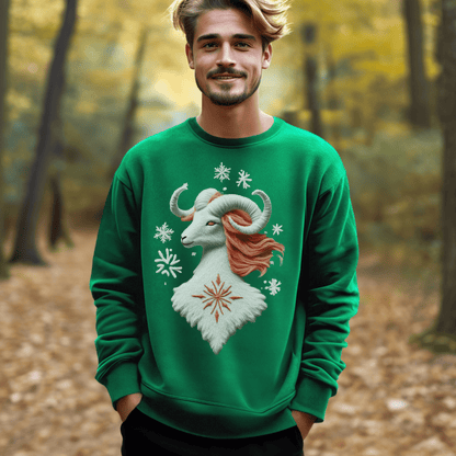 Sweatshirt Aries Ugly Holiday Sweater: The Frosty Fire Ram Edition