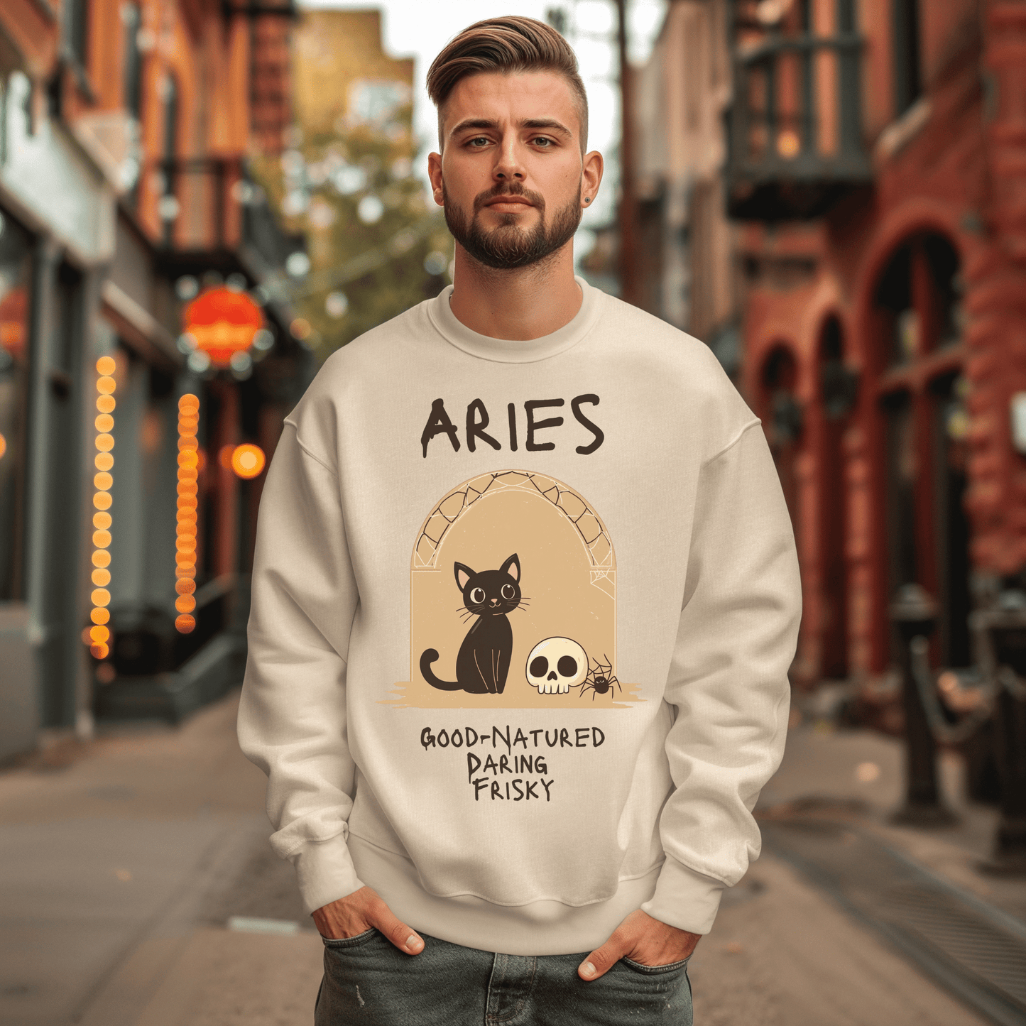 Sweatshirt Aries Zodiac Cat T-Shirt – Good-Natured, Daring, Frisky