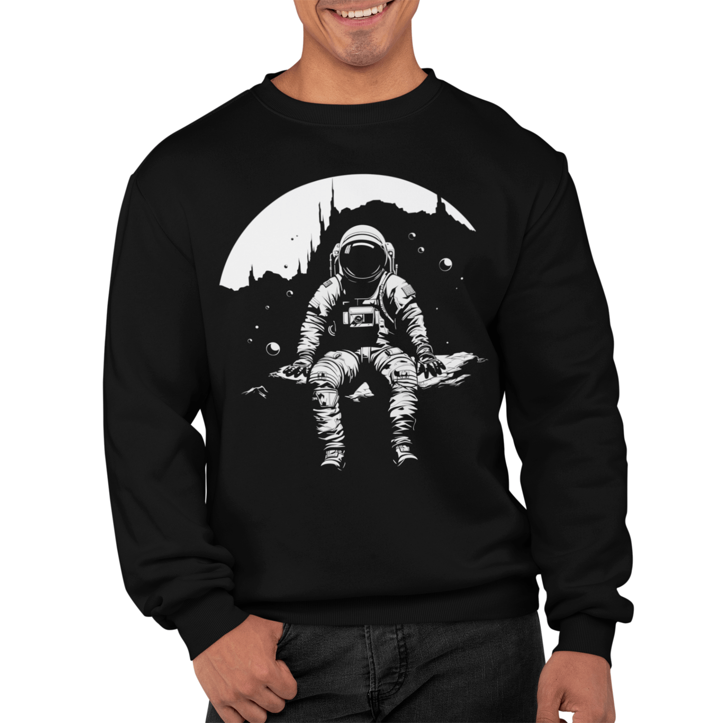 Sweatshirt Astronaut Moon Break Crewneck Sweatshirt