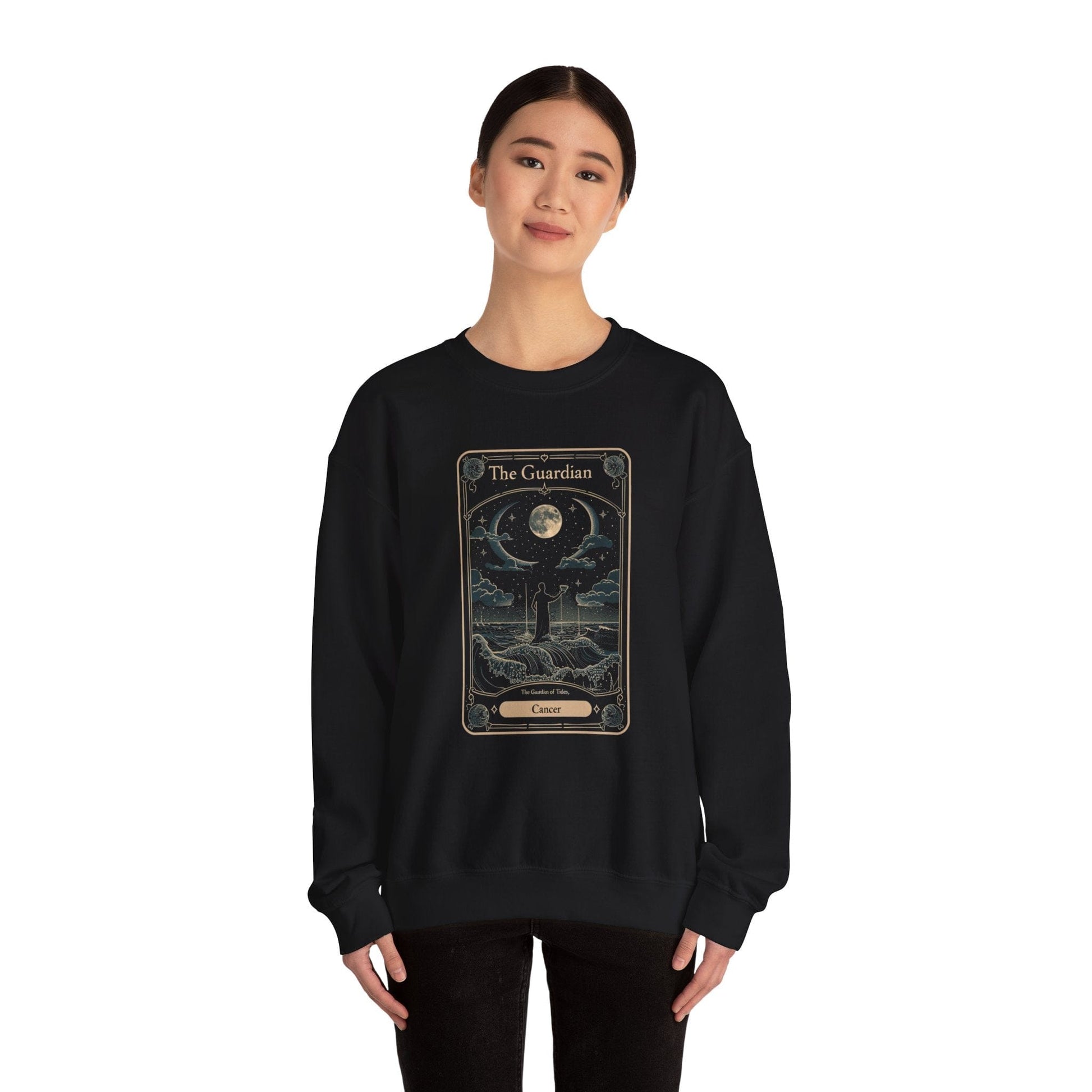 Sweatshirt Cancer Tarot Card Guardian Crewneck: Vintage Celestial Warmth