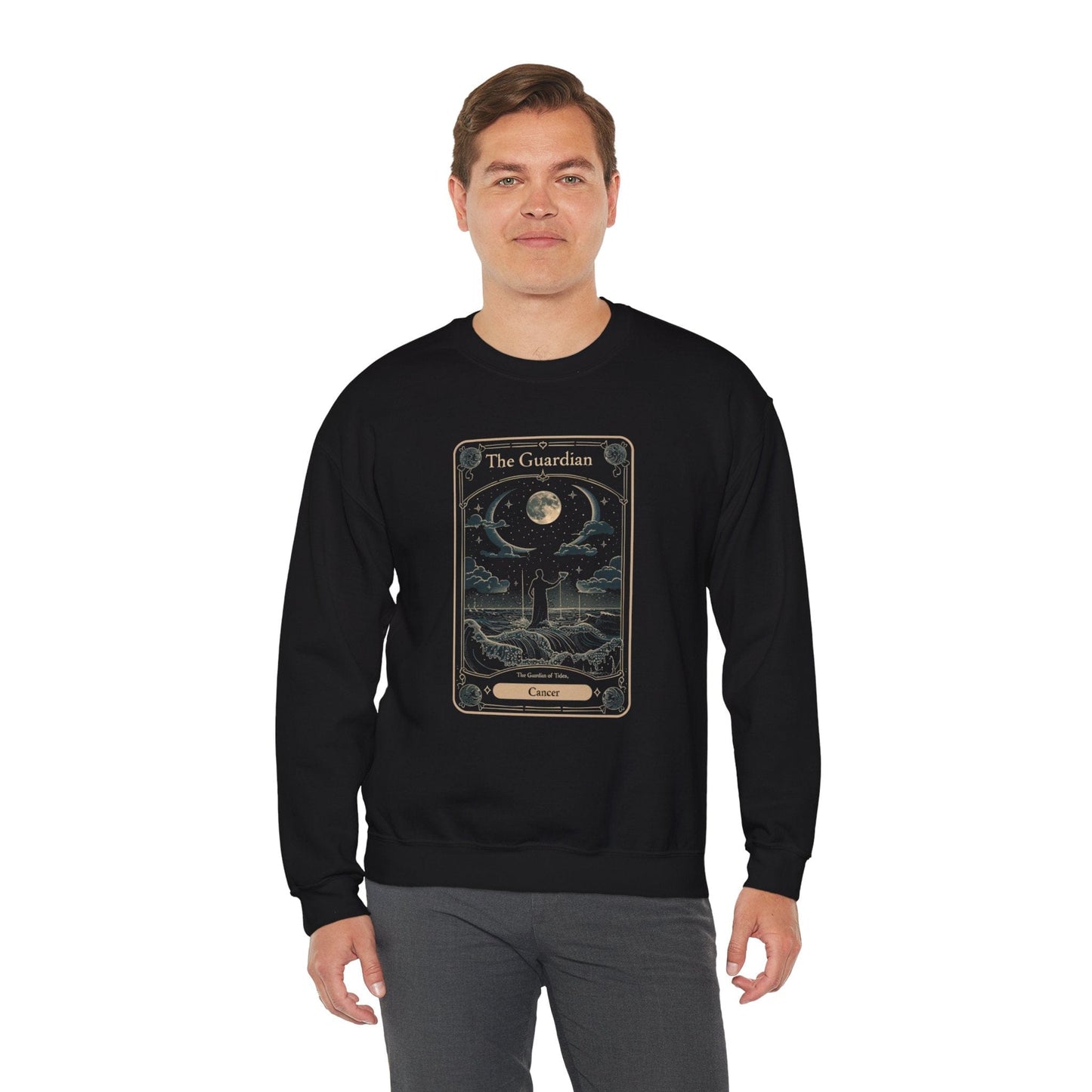 Sweatshirt Cancer Tarot Card Guardian Crewneck: Vintage Celestial Warmth