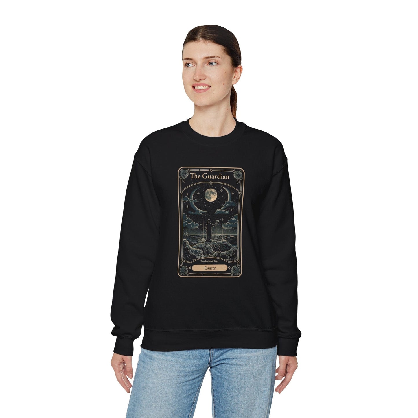 Sweatshirt Cancer Tarot Card Guardian Crewneck: Vintage Celestial Warmth