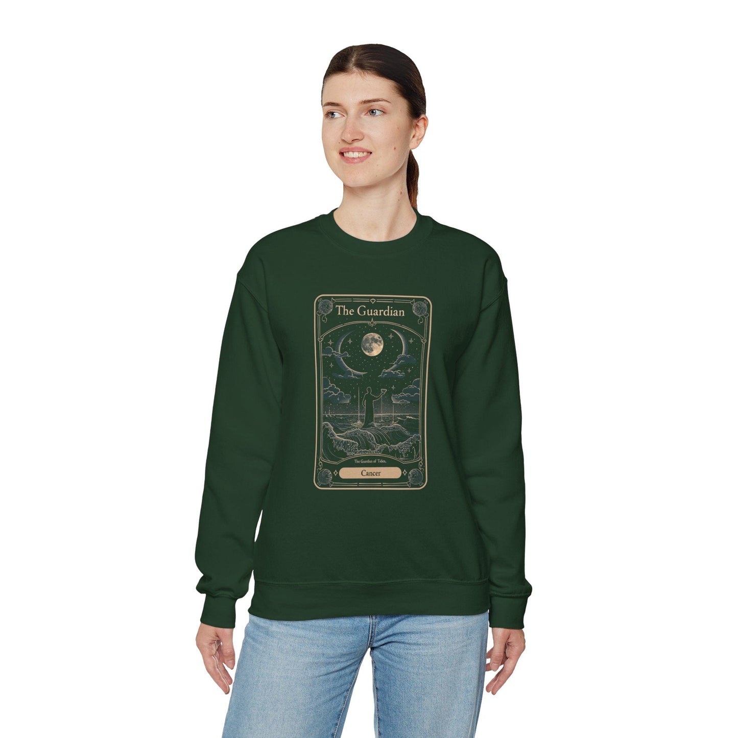 Sweatshirt Cancer Tarot Card Guardian Crewneck: Vintage Celestial Warmth