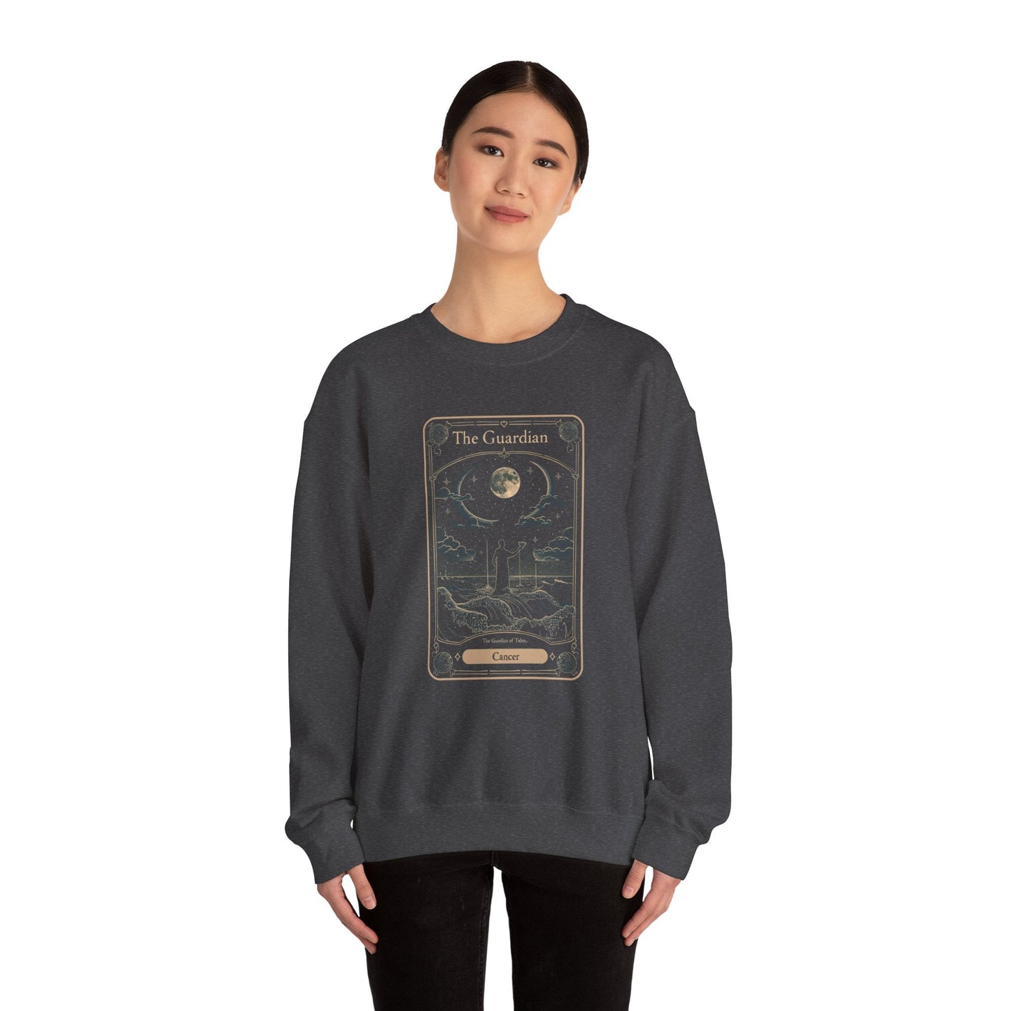 Sweatshirt Cancer Tarot Card Guardian Crewneck: Vintage Celestial Warmth