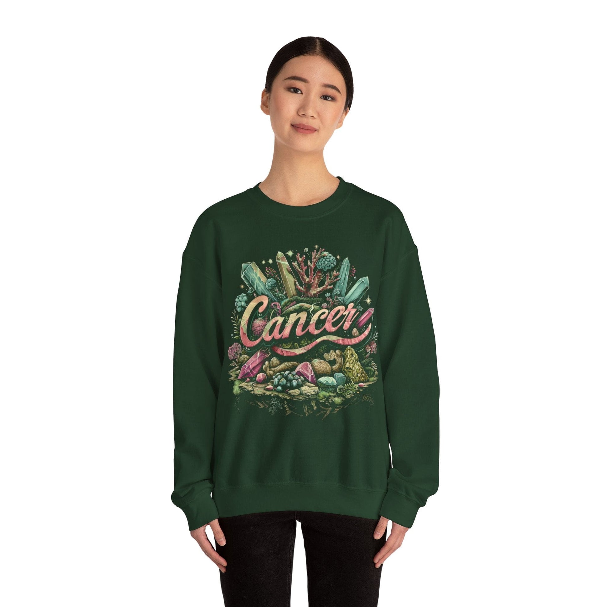 Sweatshirt Cancer Zodiac Enchanted Garden Crewneck Sweatshirt: Comfort Meets Mystique