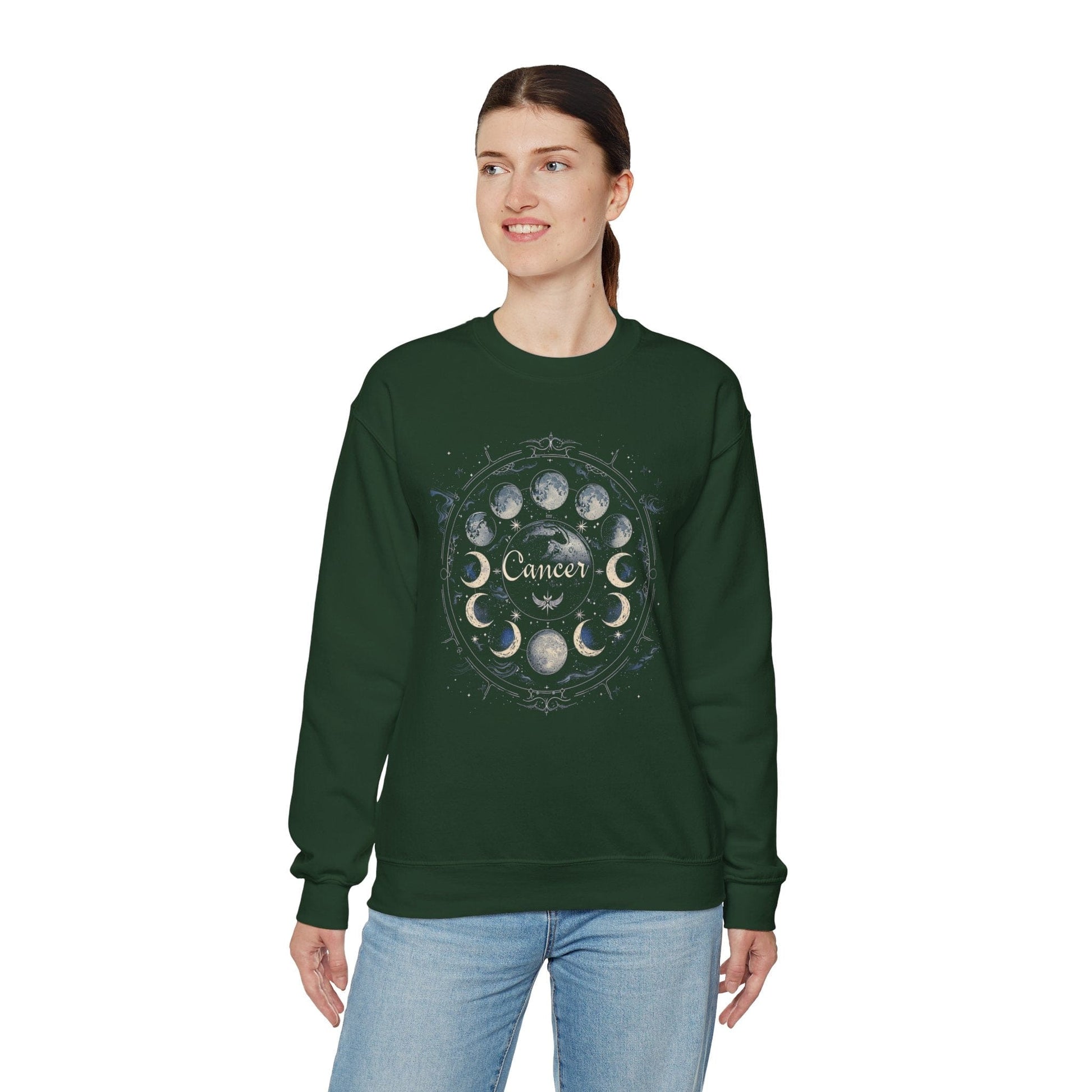 Sweatshirt Cancer Zodiac Moon Magic Crewneck Sweatshirt: Celestial Harmony in Fabric