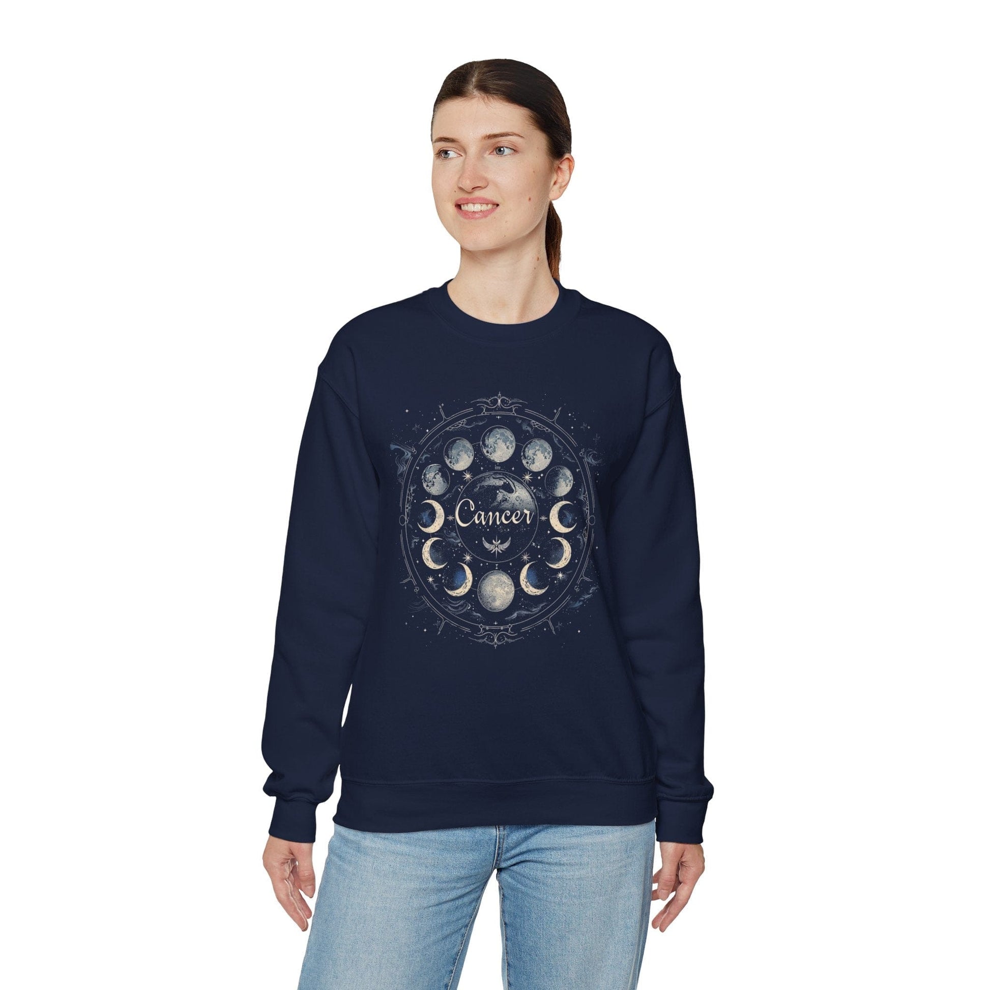 Sweatshirt Cancer Zodiac Moon Magic Crewneck Sweatshirt: Celestial Harmony in Fabric