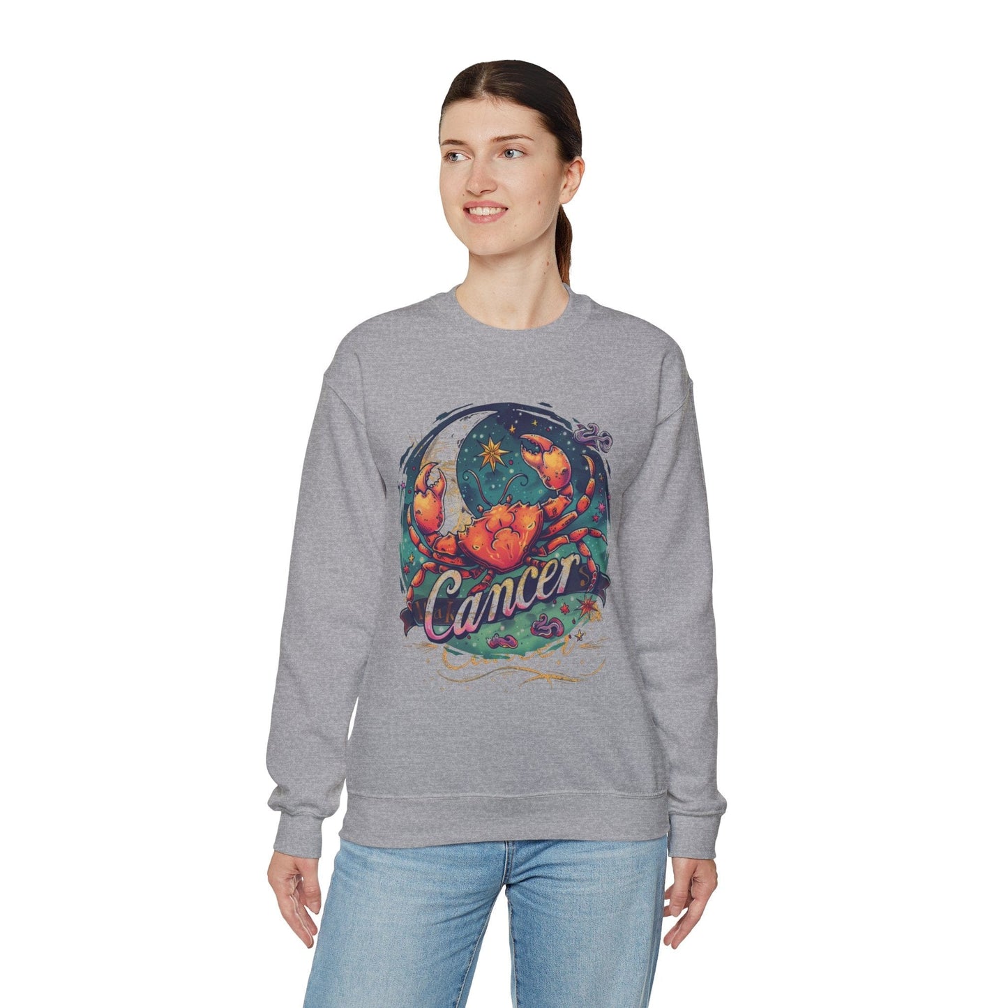 Sweatshirt Cancer Zodiac Tattoo Art Sweater: Cosmic Crab Embrace