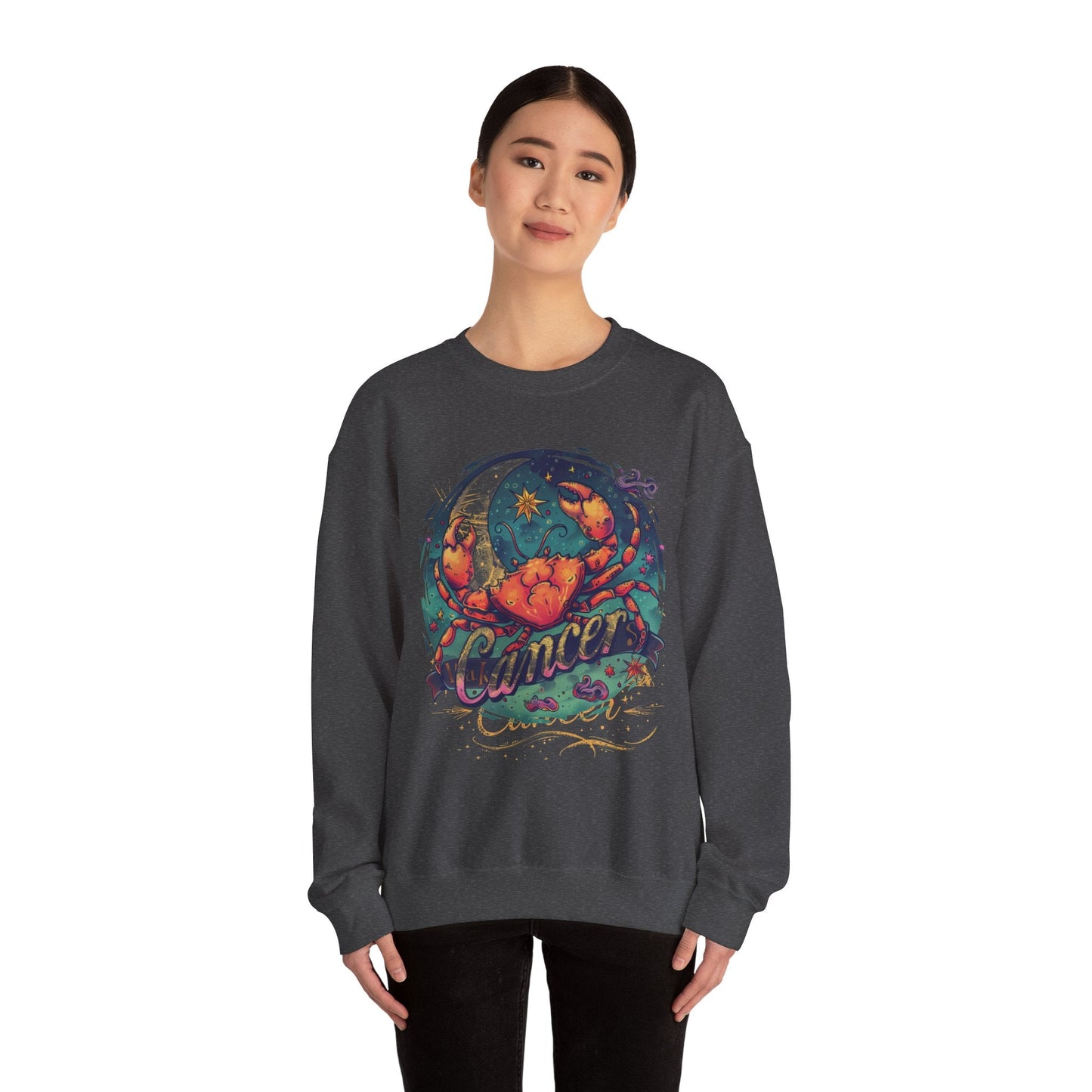 Sweatshirt Cancer Zodiac Tattoo Art Sweater: Cosmic Crab Embrace