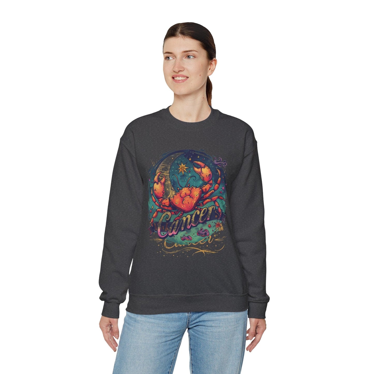 Sweatshirt Cancer Zodiac Tattoo Art Sweater: Cosmic Crab Embrace