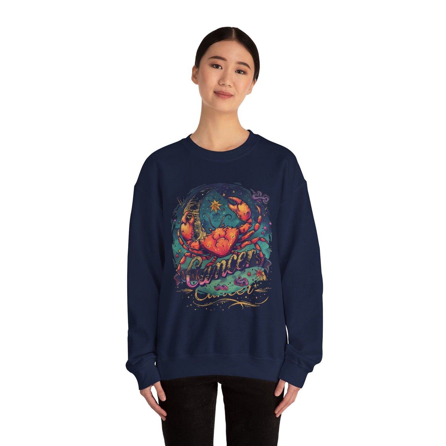 Sweatshirt Cancer Zodiac Tattoo Art Sweater: Cosmic Crab Embrace