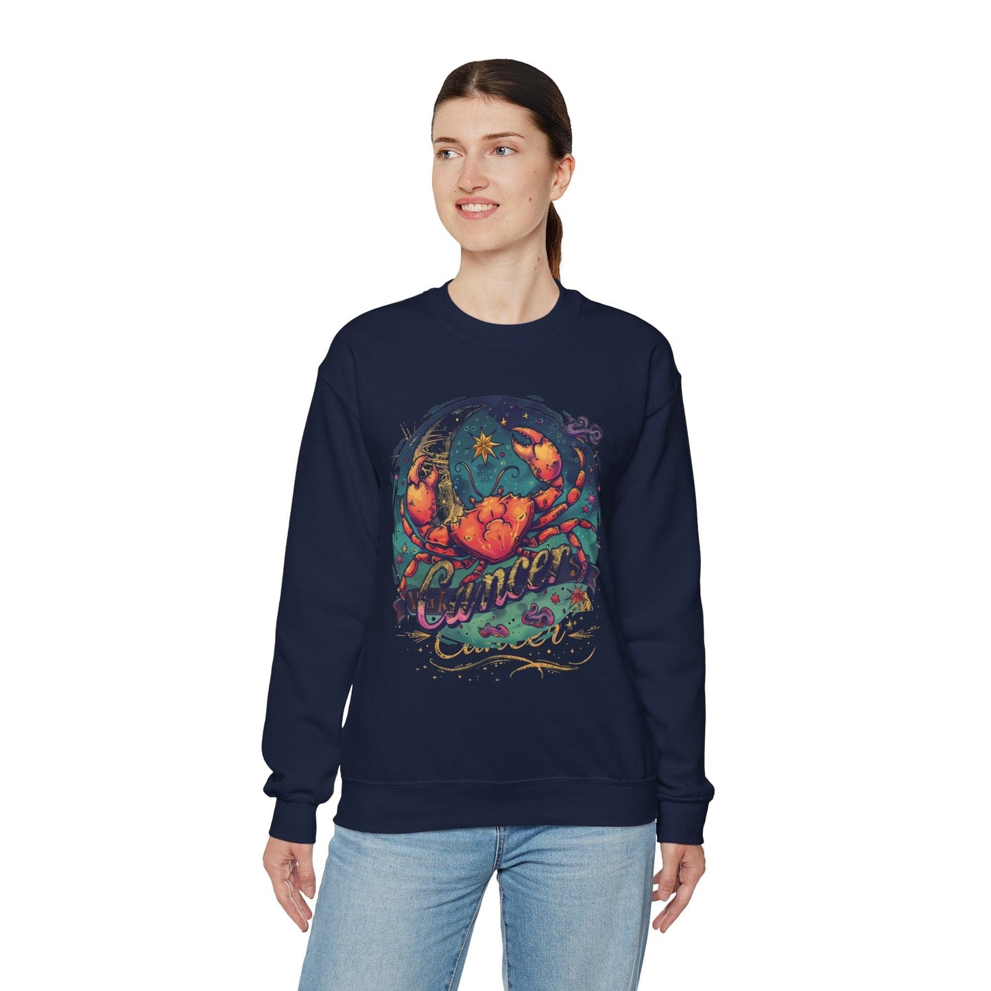 Sweatshirt Cancer Zodiac Tattoo Art Sweater: Cosmic Crab Embrace