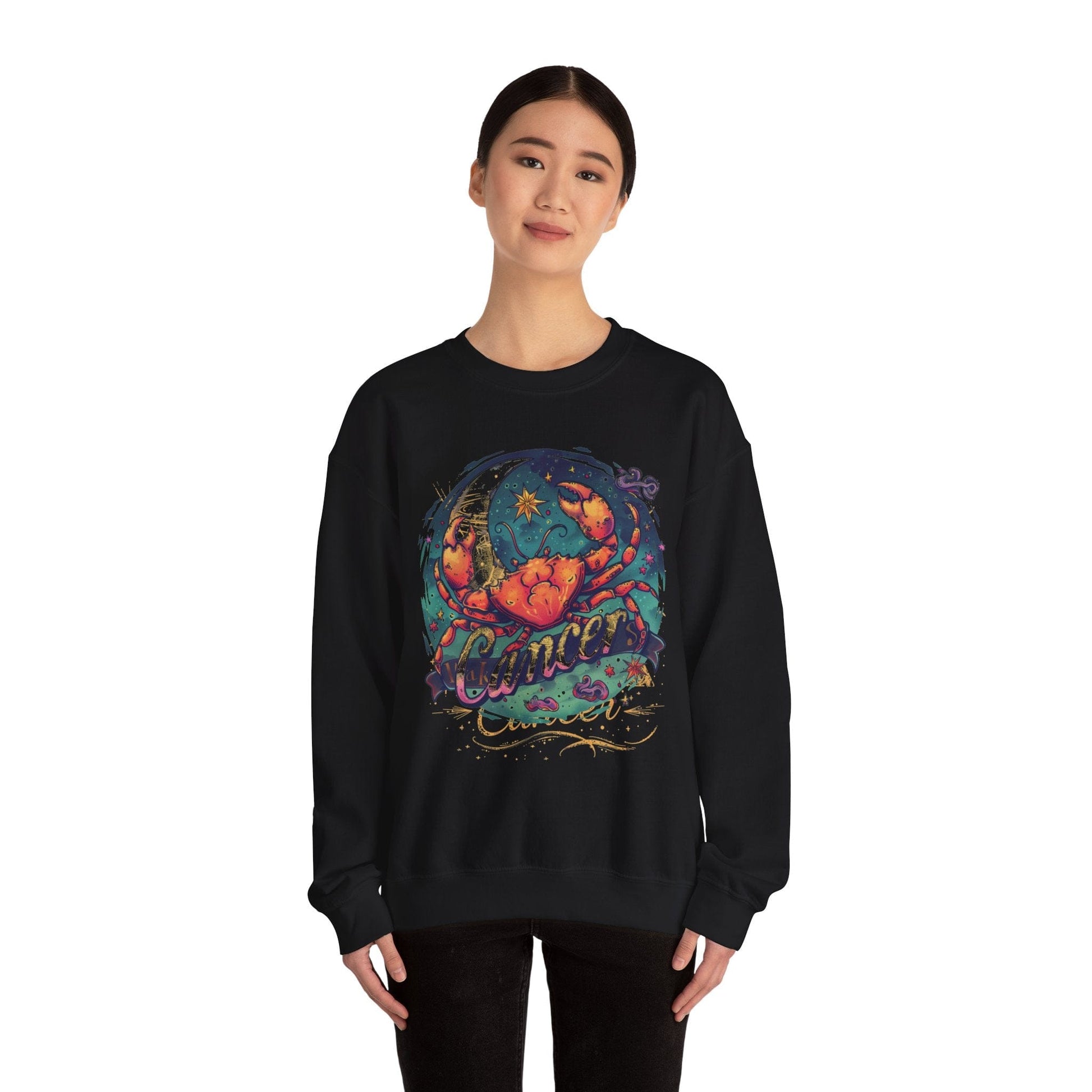 Sweatshirt Cancer Zodiac Tattoo Art Sweater: Cosmic Crab Embrace